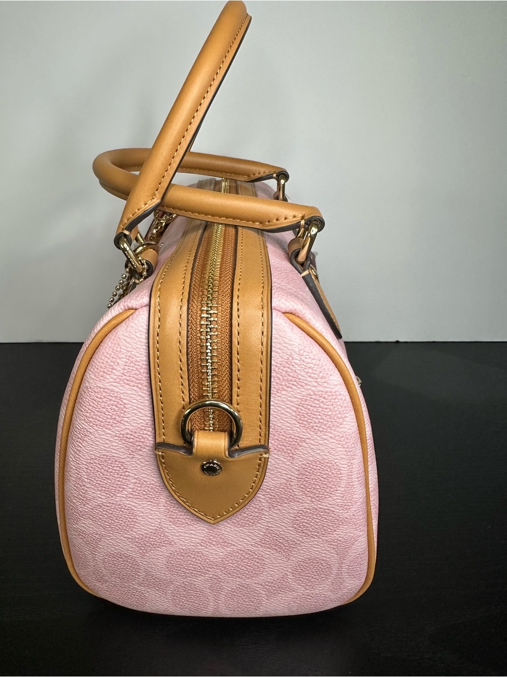 Coach Powder Pink Signature Canvas Medium Rowan Satchel with Charms - Picture 5 of 9